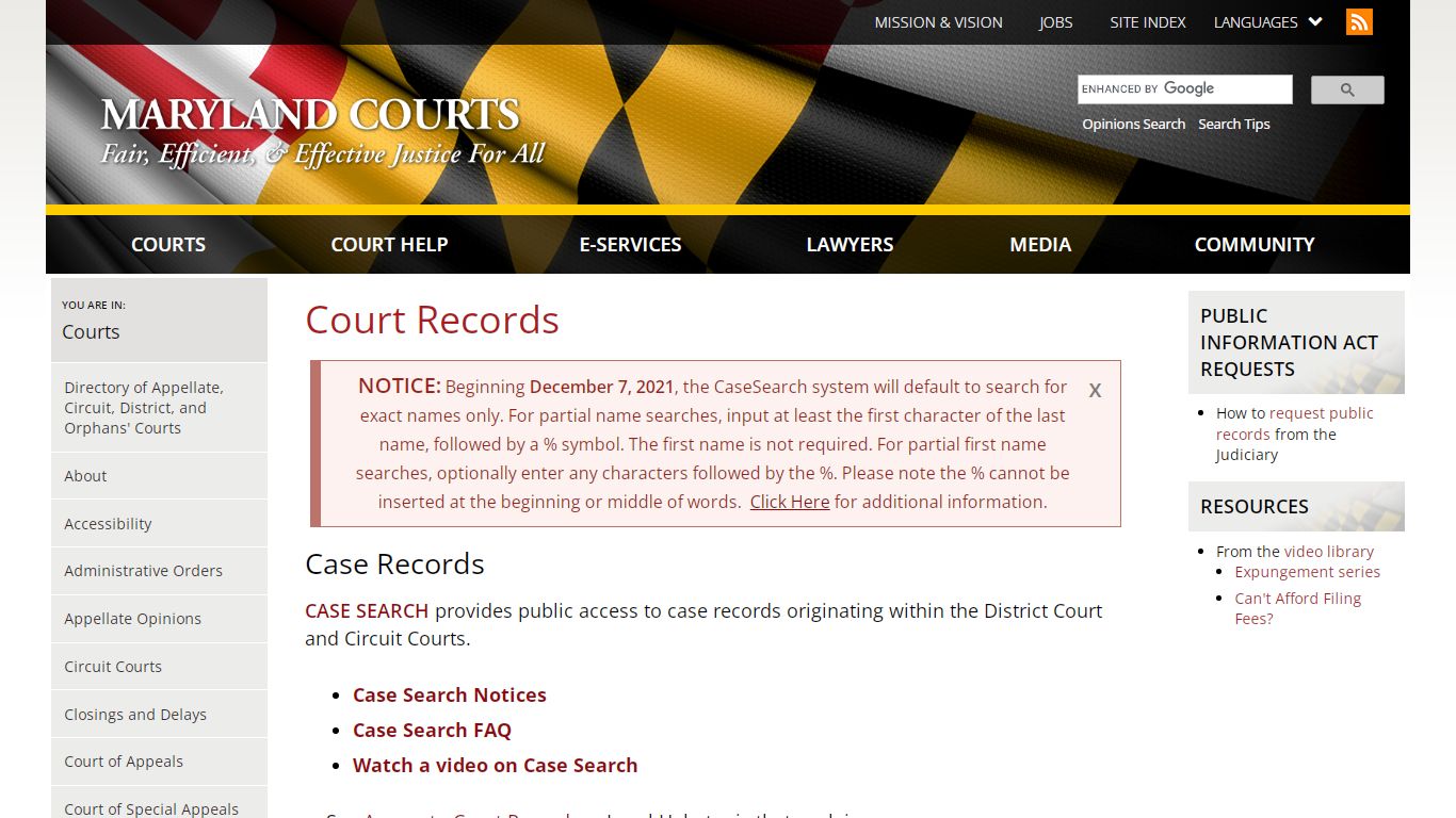 Court Records | Maryland Courts